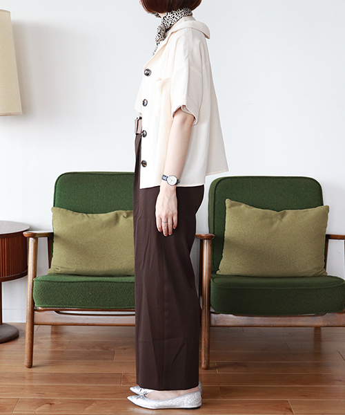 PairPair（ペアペア）の「ベルト付きハイウエストワイドパンツ（その他パンツ・レディース・ブラック/ダークブラウン/ベージュ・FREE）」の14枚目の写真