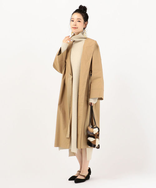 SHIPS Days(シップスデイズ)の「SHIPS Days STANDARD:ローブコート(その他アウター・レディース・ベージュ/ネイビー・ONE SIZE)」の9枚目の写真