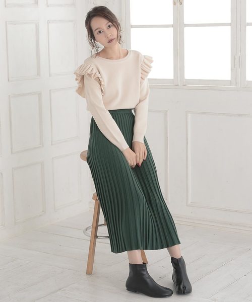 KOBE LETTUCE（コウベレタス）の「ショルダーフリルニットトップス（ニット/セーター・レディース・ブラック/グレー/アイボリー/ボルドー・FREE）」の14枚目の写真
