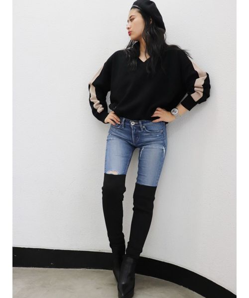 GYDA（ジェイダ）の「VネックラインニットTOPS（ニット/セーター・レディース・ブラック/ベージュ/オフホワイト・FREE）」の19枚目の写真