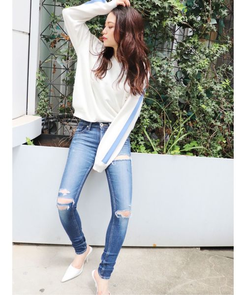 GYDA（ジェイダ）の「VネックラインニットTOPS（ニット/セーター・レディース・ブラック/ベージュ/オフホワイト・FREE）」の21枚目の写真