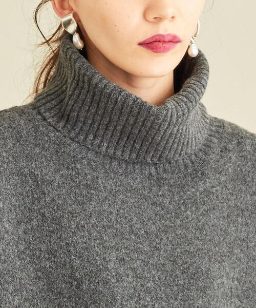 ユナイテッドアローズ 7Gキャメルミックス タートルニットワンピース グレー BEAUTY&YOUTH UNITED ARROWS（ビューティーアンドユースユナイテッド