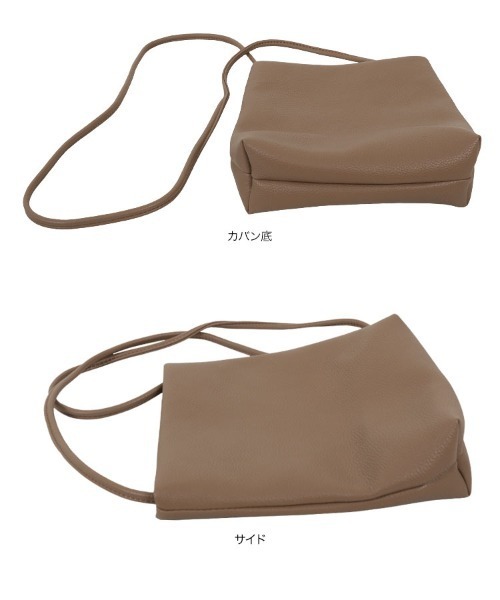 KOBE LETTUCE（コウベレタス）の「シンプルフラットショルダーバッグ（ショルダーバッグ・レディース・ブラック/シルバー/キャメル/グレイッシュベージュ・FREE）」の17枚目の写真