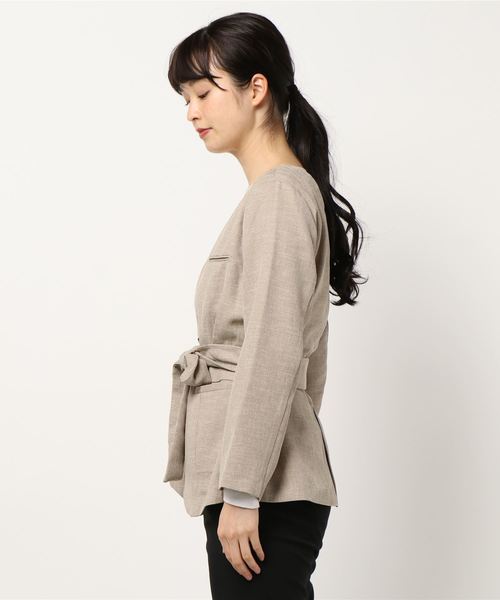 Te chichi CLASSIC（テチチクラシック）の「麻調ベルト付ノーカラー 