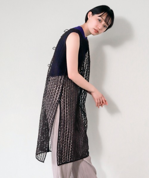 PAGEBOY（ページボーイ）の「コードレースバックリボンワンピース（ワンピース・レディース・ブラック/オフホワイト・FREE）」の8枚目の写真