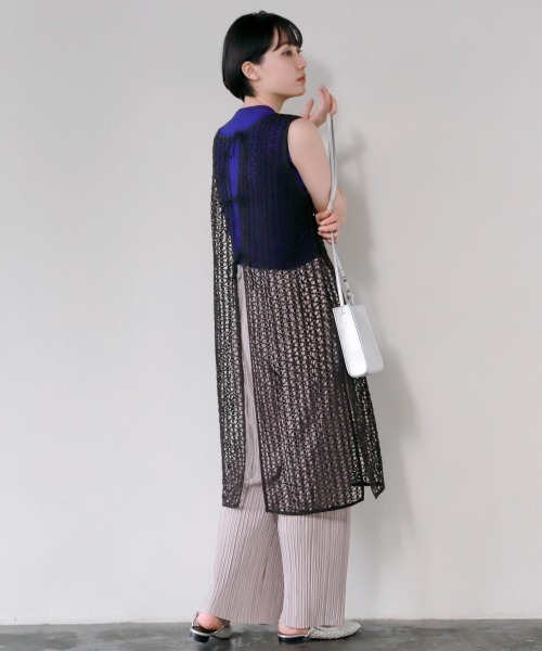 PAGEBOY（ページボーイ）の「コードレースバックリボンワンピース（ワンピース・レディース・ブラック/オフホワイト・FREE）」の5枚目の写真