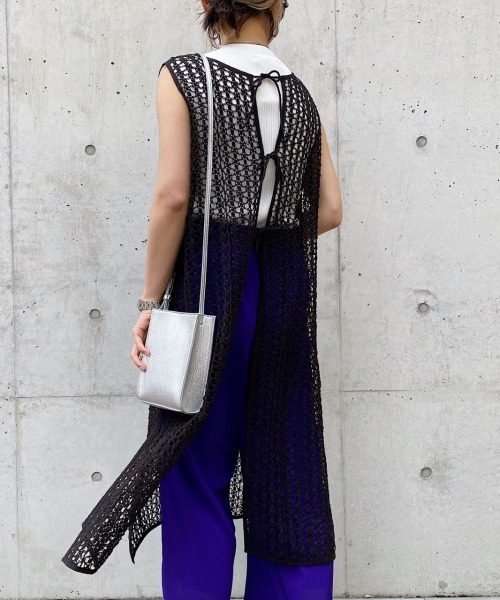 PAGEBOY（ページボーイ）の「コードレースバックリボンワンピース（ワンピース・レディース・ブラック/オフホワイト・FREE）」の3枚目の写真