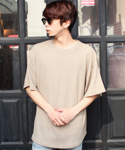 SHI-JYOMAN(シジョマン)の「ガゼットワッフル半袖BIGTシャツ(Tシャツ/カットソー・メンズ・ブラック/ベージュ/アイボリー/カーキ・XL/L/M/XXL)」の3枚目の写真