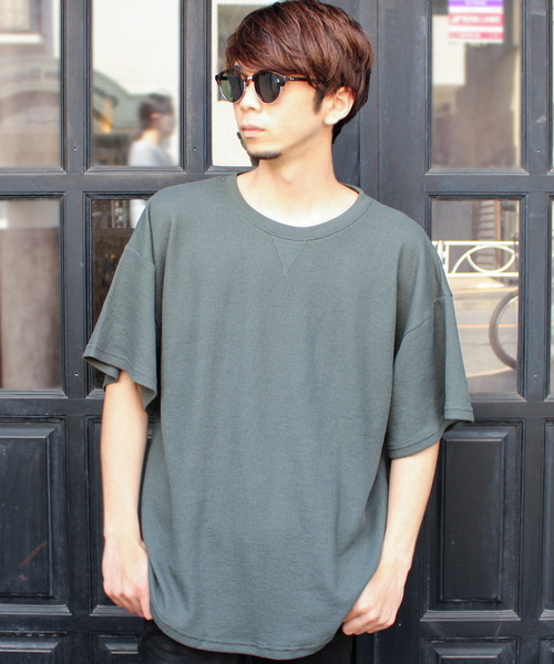 SHI-JYOMAN(シジョマン)の「ガゼットワッフル半袖BIGTシャツ(Tシャツ/カットソー・メンズ・ブラック/ベージュ/アイボリー/カーキ・XL/L/M/XXL)」の4枚目の写真