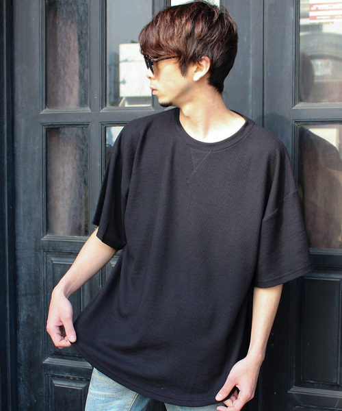 SHI-JYOMAN(シジョマン)の「ガゼットワッフル半袖BIGTシャツ(Tシャツ/カットソー・メンズ・ブラック/ベージュ/アイボリー/カーキ・XL/L/M/XXL)」の2枚目の写真