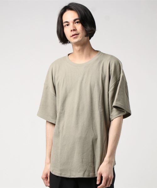 SHI-JYOMAN(シジョマン)の「ガゼットワッフル半袖BIGTシャツ(Tシャツ/カットソー・メンズ・ブラック/ベージュ/アイボリー/カーキ・XL/L/M/XXL)」の7枚目の写真