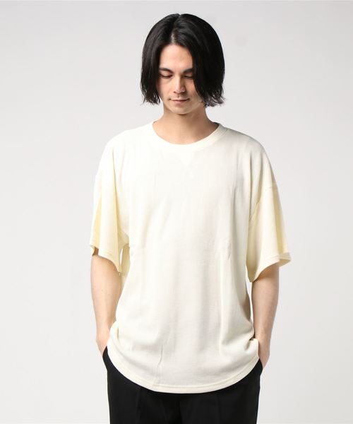 SHI-JYOMAN(シジョマン)の「ガゼットワッフル半袖BIGTシャツ(Tシャツ/カットソー・メンズ・ブラック/ベージュ/アイボリー/カーキ・XL/L/M/XXL)」の6枚目の写真