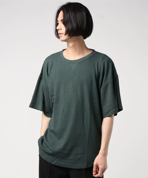 SHI-JYOMAN(シジョマン)の「ガゼットワッフル半袖BIGTシャツ(Tシャツ/カットソー・メンズ・ブラック/ベージュ/アイボリー/カーキ・XL/L/M/XXL)」の5枚目の写真