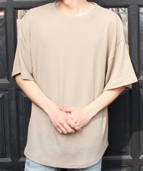 SHI-JYOMAN(シジョマン)の「ガゼットワッフル半袖BIGTシャツ(Tシャツ/カットソー・メンズ・ブラック/ベージュ/アイボリー/カーキ・XL/L/M/XXL)」の19枚目の写真
