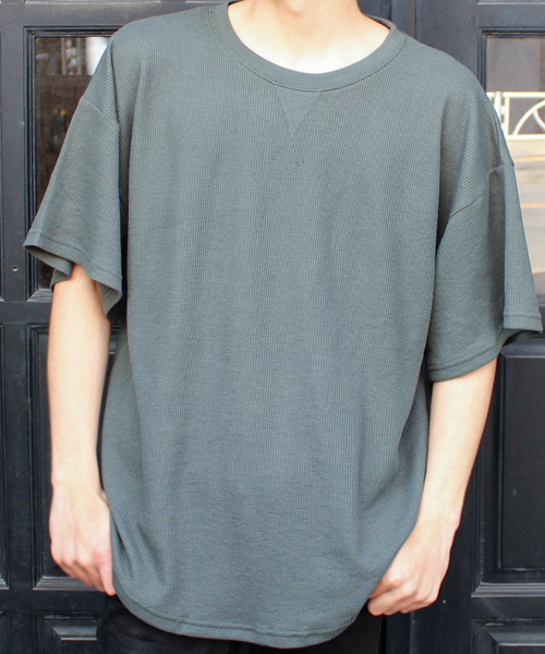SHI-JYOMAN(シジョマン)の「ガゼットワッフル半袖BIGTシャツ(Tシャツ/カットソー・メンズ・ブラック/ベージュ/アイボリー/カーキ・XL/L/M/XXL)」の17枚目の写真