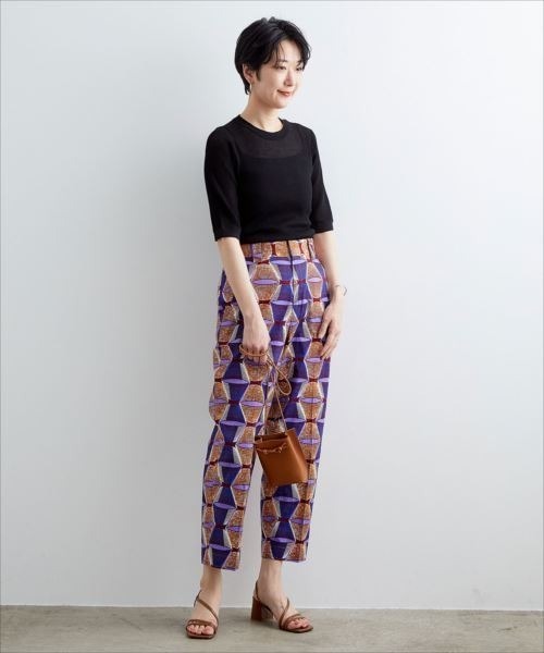 ADAM ET ROPE'(アダムエロペ)の「シアーRIB5分袖プルオーバー(Tシャツ/カットソー・レディース・ブラック/レンガ・FREE)」の11枚目の写真