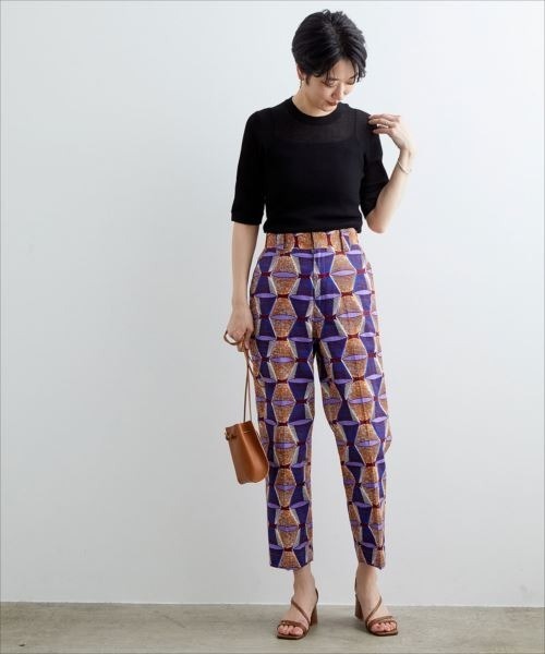 ADAM ET ROPE'(アダムエロペ)の「シアーRIB5分袖プルオーバー(Tシャツ/カットソー・レディース・ブラック/レンガ・FREE)」の9枚目の写真