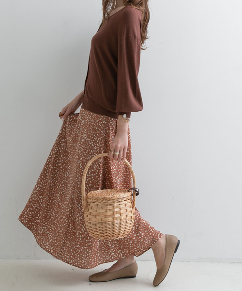 Newlyme（ニューリーミー）の「花柄ナローマキシスカート【R】（スカート・レディース・ブラック/ピンク・MEDIUM/LARGE）」の4枚目の写真