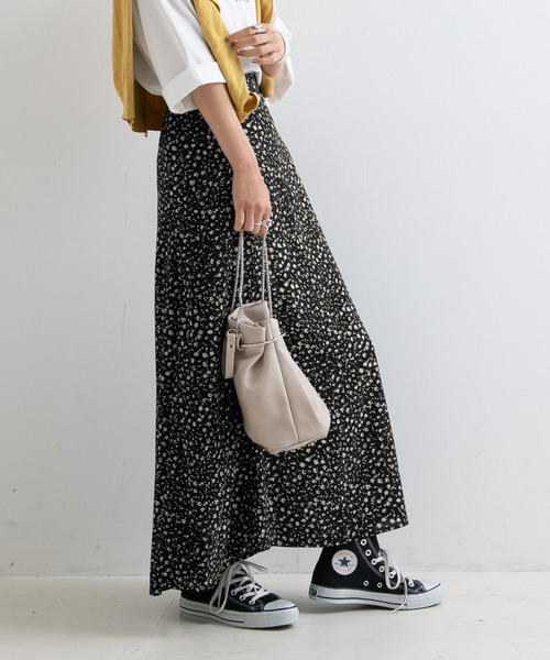 Newlyme（ニューリーミー）の「花柄ナローマキシスカート【R】（スカート・レディース・ブラック/ピンク・MEDIUM/LARGE）」の8枚目の写真