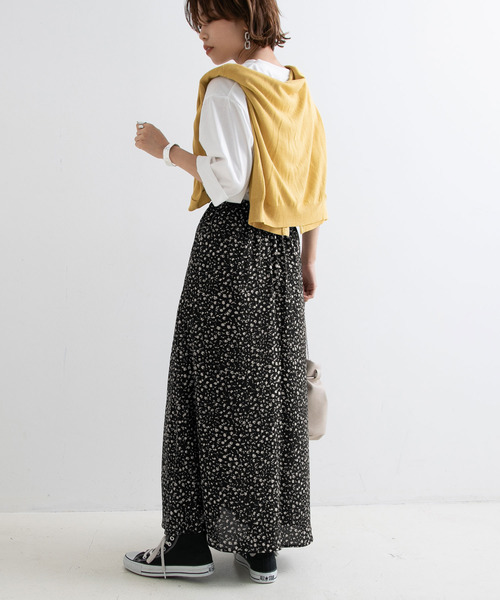 Newlyme（ニューリーミー）の「花柄ナローマキシスカート【R】（スカート・レディース・ブラック/ピンク・MEDIUM/LARGE）」の9枚目の写真