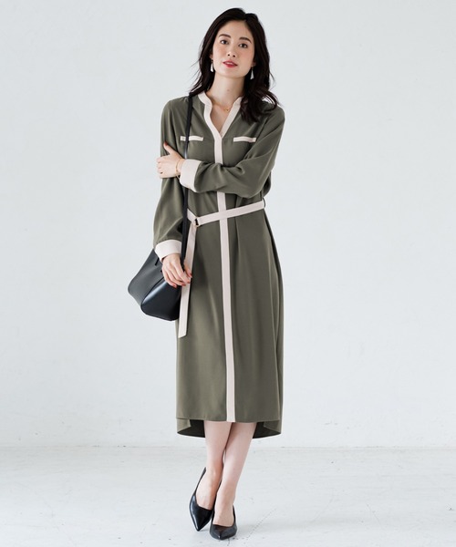 Lounge dress ラウンジドレス　Vチュニックワンピース　ネイビー セール】【Loungedress】タイプライターオフショルワンピース