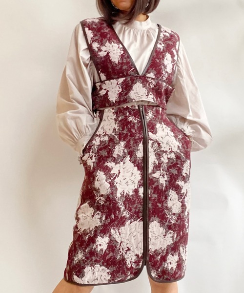 Mysa&Liina（ミーサリーナ）の「パイピングジャガードビスチェ（その他トップス・レディース・ブラック/レッド・M）」の4枚目の写真