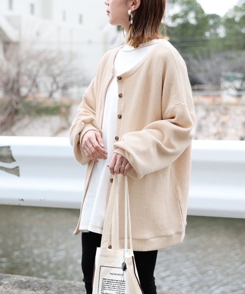 reca（レカ）の「3WAYリブルーズカーディガン（カーディガン/ボレロ・レディース・ブラック/ベージュ/クリーム・FREE）」の3枚目の写真