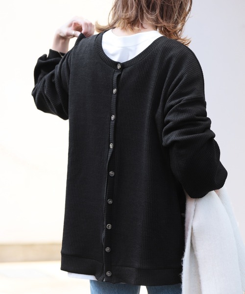 reca（レカ）の「3WAYリブルーズカーディガン（カーディガン/ボレロ・レディース・ブラック/ベージュ/クリーム・FREE）」の9枚目の写真