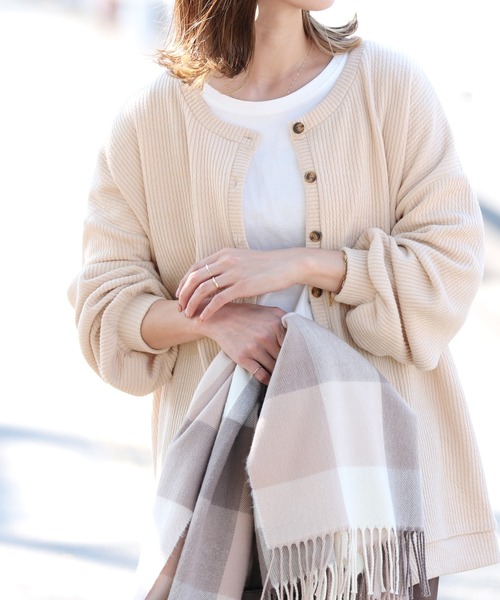 reca（レカ）の「3WAYリブルーズカーディガン（カーディガン/ボレロ・レディース・ブラック/ベージュ/クリーム・FREE）」の17枚目の写真