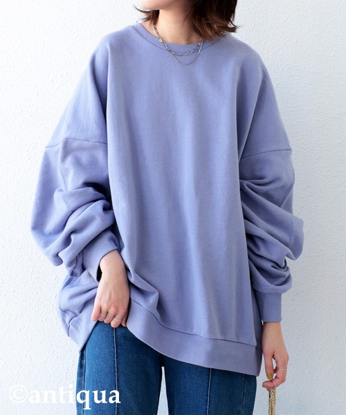 antiqua（アンティカ）の「綿100％スウェットトップス（スウェット・レディース・ベージュ/テラコッタ/ブラック/カーキ/杢グレー/ブルー系その他/パープル系その他/グリーン系その他・L/M/XL）」の8枚目の写真