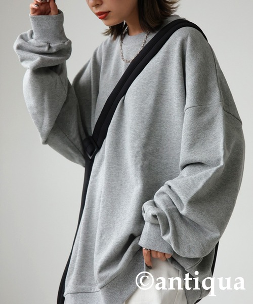 antiqua（アンティカ）の「綿100％スウェットトップス（スウェット・レディース・ベージュ/テラコッタ/ブラック/カーキ/杢グレー/ブルー系その他/パープル系その他/グリーン系その他・L/M/XL）」の15枚目の写真