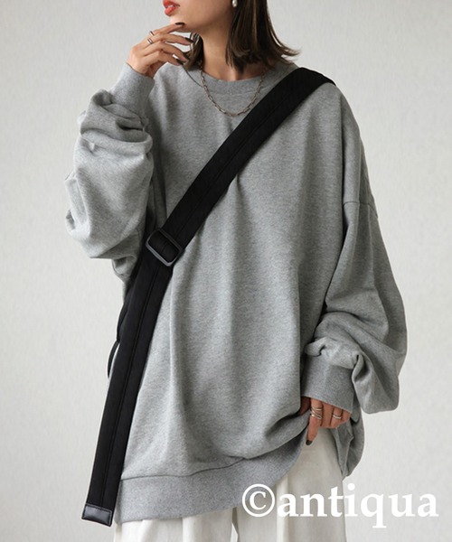 antiqua（アンティカ）の「綿100％スウェットトップス（スウェット・レディース・ベージュ/テラコッタ/ブラック/カーキ/杢グレー/ブルー系その他/パープル系その他/グリーン系その他・L/M/XL）」の17枚目の写真