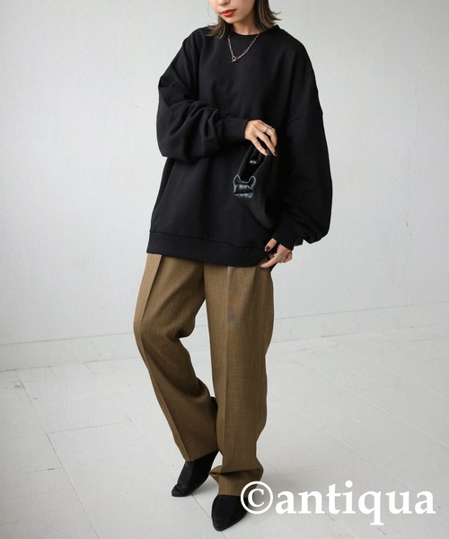 antiqua（アンティカ）の「綿100％スウェットトップス（スウェット・レディース・ベージュ/テラコッタ/ブラック/カーキ/杢グレー/ブルー系その他/パープル系その他/グリーン系その他・L/M/XL）」の13枚目の写真