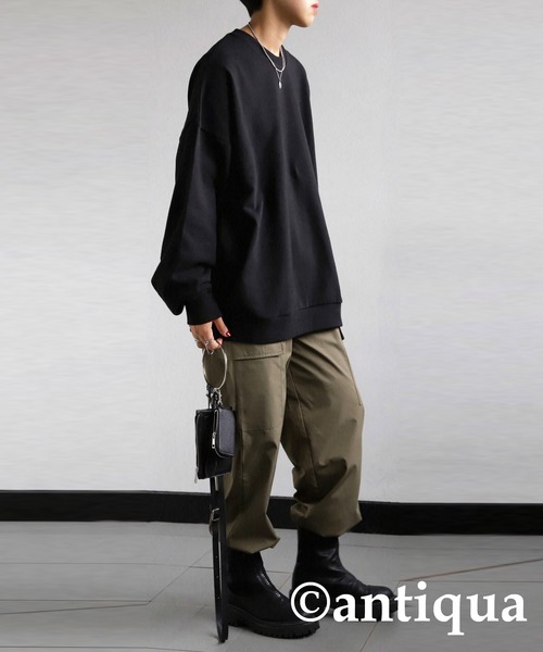 antiqua（アンティカ）の「綿100％スウェットトップス（スウェット・レディース・ベージュ/テラコッタ/ブラック/カーキ/杢グレー/ブルー系その他/パープル系その他/グリーン系その他・L/M/XL）」の10枚目の写真