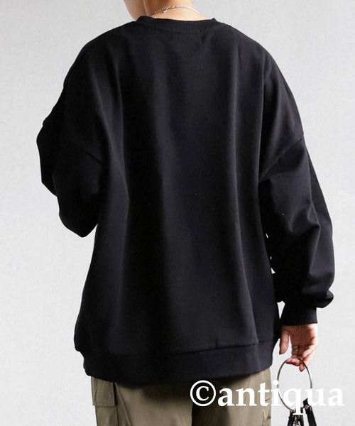 antiqua（アンティカ）の「綿100％スウェットトップス（スウェット・レディース・ベージュ/テラコッタ/ブラック/カーキ/杢グレー/ブルー系その他/パープル系その他/グリーン系その他・L/M/XL）」の12枚目の写真