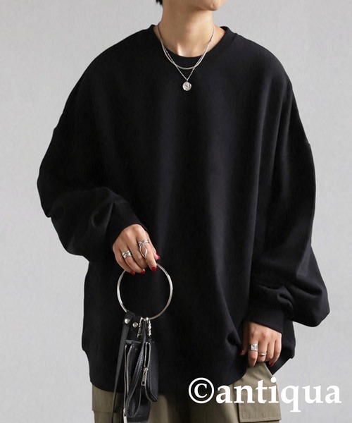 antiqua（アンティカ）の「綿100％スウェットトップス（スウェット・レディース・ベージュ/テラコッタ/ブラック/カーキ/杢グレー/ブルー系その他/パープル系その他/グリーン系その他・L/M/XL）」の11枚目の写真