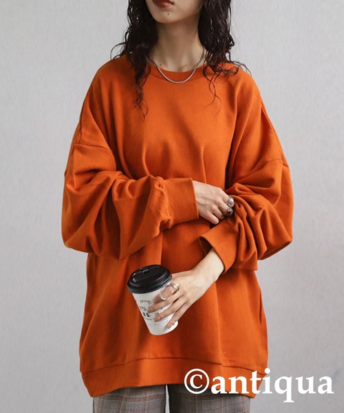 antiqua（アンティカ）の「綿100％スウェットトップス（スウェット・レディース・ベージュ/テラコッタ/ブラック/カーキ/杢グレー/ブルー系その他/パープル系その他/グリーン系その他・L/M/XL）」の19枚目の写真