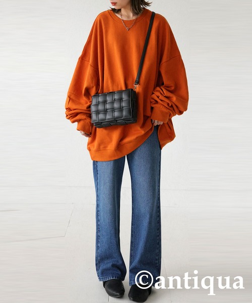 antiqua（アンティカ）の「綿100％スウェットトップス（スウェット・レディース・ベージュ/テラコッタ/ブラック/カーキ/杢グレー/ブルー系その他/パープル系その他/グリーン系その他・L/M/XL）」の22枚目の写真