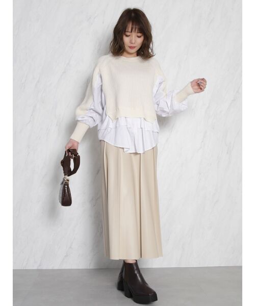 dazzlin（ダズリン）の「レザーライクセミフレアスカート（スカート・レディース・ブラック/ベージュ・MEDIUM/SMALL）」の22枚目の写真