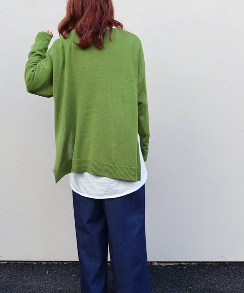 Riberry（リベリー）の「Vネックニットプルオーバー（ニット/セーター・レディース・ライトグレー/ベージュ/ネイビー/オフホワイト/グリーン・MEDIUM）」の8枚目の写真