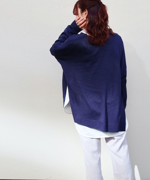 Riberry（リベリー）の「Vネックニットプルオーバー（ニット/セーター・レディース・ライトグレー/ベージュ/ネイビー/オフホワイト/グリーン・MEDIUM）」の15枚目の写真