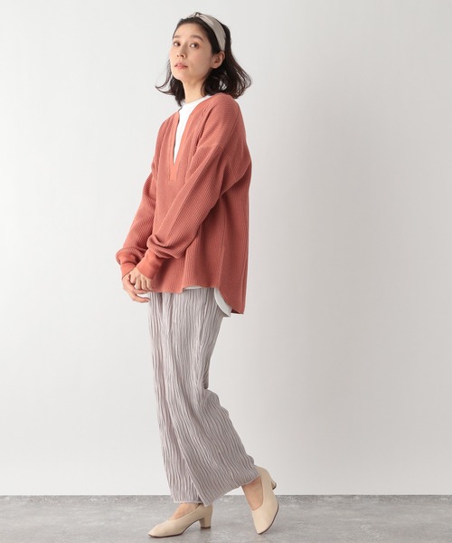 LEPSIM(レプシィム)の「フカスリットリブプルオーバー 932991(Tシャツ/カットソー・レディース・オレンジ/ネイビー/アイボリー・FREE)」の6枚目の写真