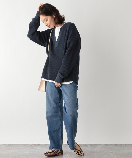 LEPSIM(レプシィム)の「フカスリットリブプルオーバー 932991(Tシャツ/カットソー・レディース・オレンジ/ネイビー/アイボリー・FREE)」の5枚目の写真