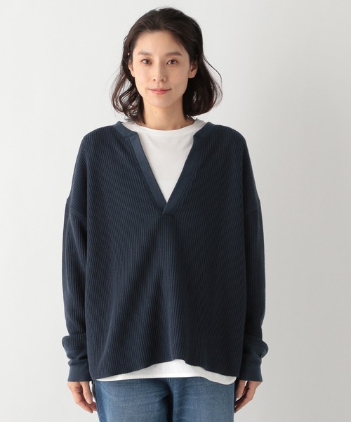 LEPSIM(レプシィム)の「フカスリットリブプルオーバー 932991(Tシャツ/カットソー・レディース・オレンジ/ネイビー/アイボリー・FREE)」の7枚目の写真