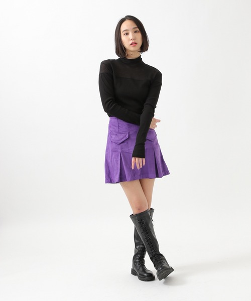 ROCKET x LUNCH（ロケットアンドランチ）の「ROCKET×LUNCH／シアー切り替えタートルネックＴ　2928998（Tシャツ/カットソー・レディース・ブラック/パープル・SMALL）」の3枚目の写真