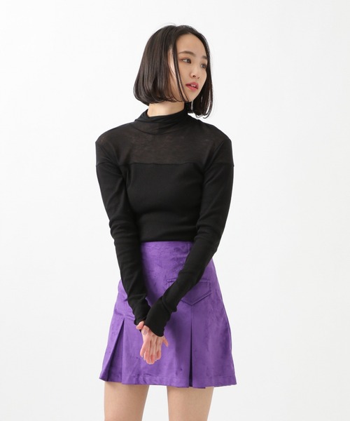 ROCKET x LUNCH（ロケットアンドランチ）の「ROCKET×LUNCH／シアー切り替えタートルネックＴ　2928998（Tシャツ/カットソー・レディース・ブラック/パープル・SMALL）」の9枚目の写真