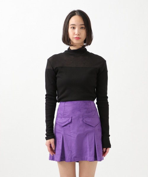 ROCKET x LUNCH（ロケットアンドランチ）の「ROCKET×LUNCH／シアー切り替えタートルネックＴ　2928998（Tシャツ/カットソー・レディース・ブラック/パープル・SMALL）」の7枚目の写真