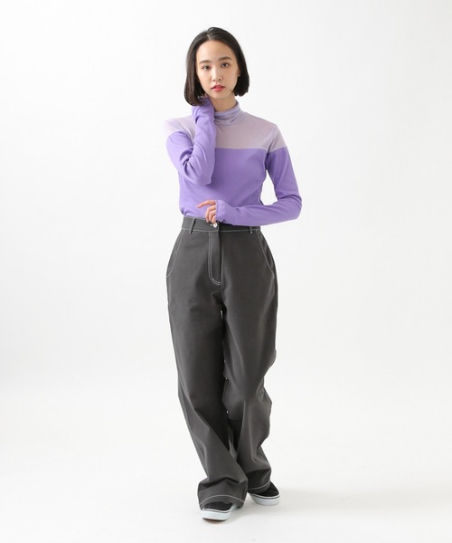 ROCKET x LUNCH（ロケットアンドランチ）の「ROCKET×LUNCH／シアー切り替えタートルネックＴ　2928998（Tシャツ/カットソー・レディース・ブラック/パープル・SMALL）」の11枚目の写真