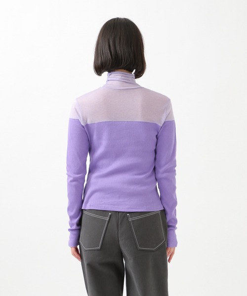 ROCKET x LUNCH（ロケットアンドランチ）の「ROCKET×LUNCH／シアー切り替えタートルネックＴ　2928998（Tシャツ/カットソー・レディース・ブラック/パープル・SMALL）」の14枚目の写真