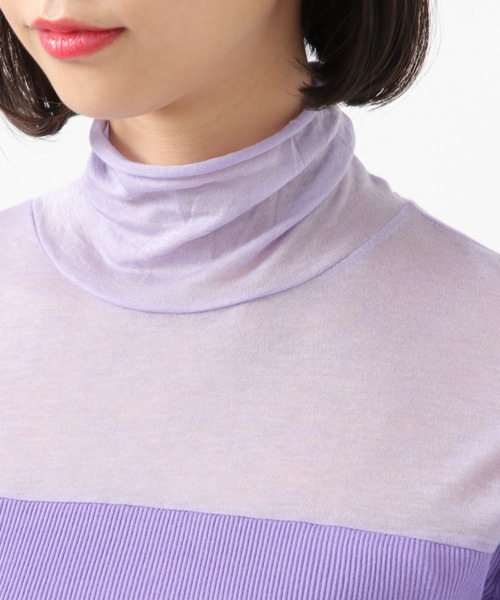 ROCKET x LUNCH（ロケットアンドランチ）の「ROCKET×LUNCH／シアー切り替えタートルネックＴ　2928998（Tシャツ/カットソー・レディース・ブラック/パープル・SMALL）」の10枚目の写真